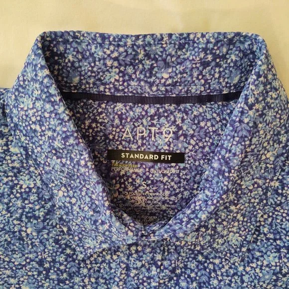 APT. 9 PREMIER FLEX UNTUCKED STANDARD FIT MEN SHORT SLEEVE CASUAL DRESS SHIRT- S - Picture 2 of 6